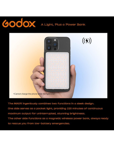 Godox MA5R Luz LED Compacta Carga Magnética 1800K-10000K