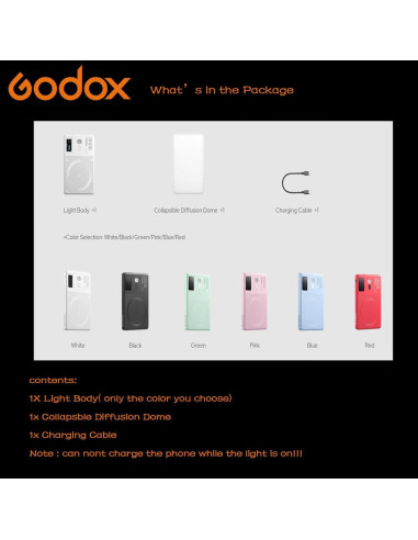 Godox MA5R Luz LED Compacta Carga Magnética 1800K-10000K