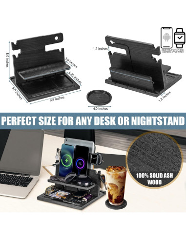 Estación de Acoplamiento de Madera Negra Parkway Home para 3 Teléfonos