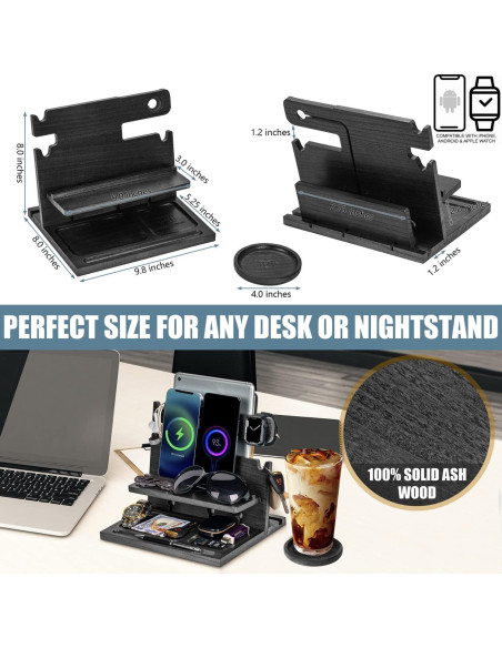 Estación de Acoplamiento de Madera Negra Parkway Home para 3 Teléfonos