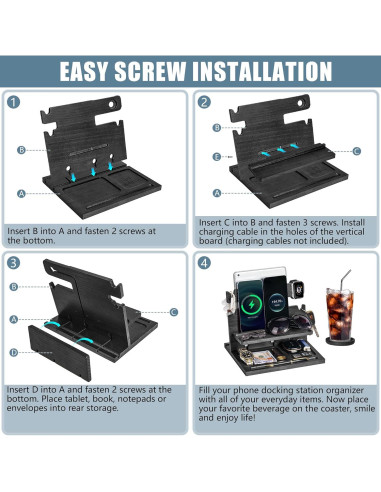 Estación de Acoplamiento de Madera Negra Parkway Home para 3 Teléfonos