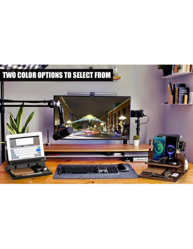 Estación de Acoplamiento de Madera Negra Parkway Home para 3 Teléfonos