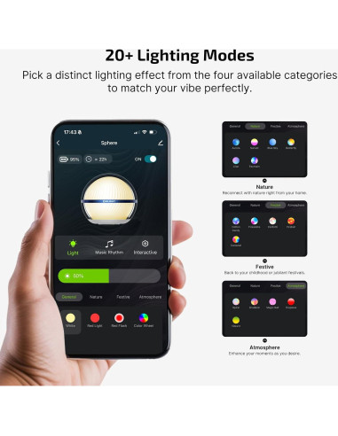 Lámpara de Mesa OLIGHT Esfera RGB 75 Lúmenes Control APP
