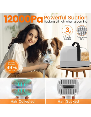 Aspiradora Acicalamiento Mascotas ubrobo PG10 12000Pa Bajo Ruido
