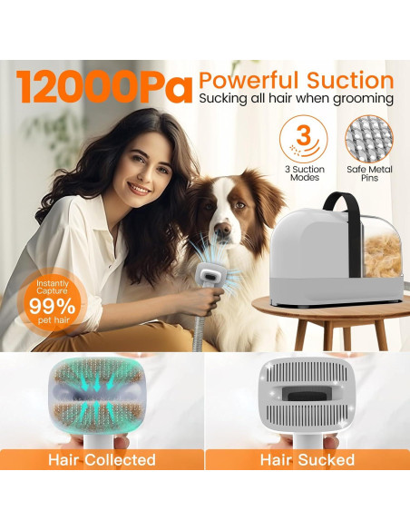 Aspiradora Acicalamiento Mascotas ubrobo PG10 12000Pa Bajo Ruido