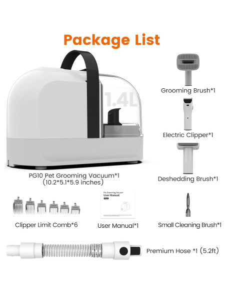 Aspiradora Acicalamiento Mascotas ubrobo PG10 12000Pa Bajo Ruido
