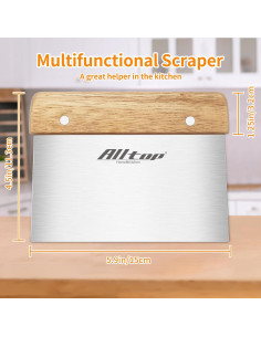 Cortador de Masa ALLTOP - Raspador de Acero Inoxidable 15.5x11.9cm 2