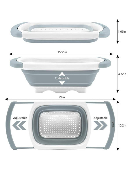 Colador Plegable QiMH 6 Cuartos Silicona Libre BPA Gris