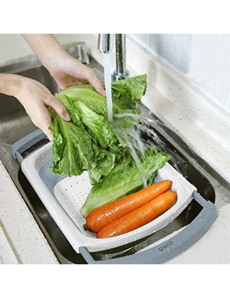 Colador Plegable QiMH 6 Cuartos Silicona Libre BPA Gris