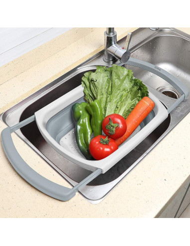 Colador Plegable QiMH 6 Cuartos Silicona Libre BPA Gris