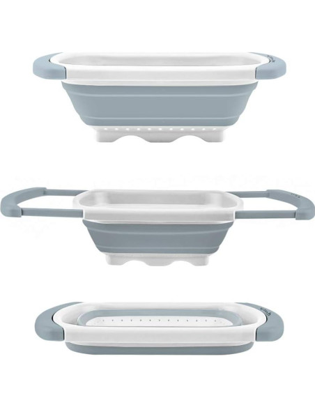 Colador Plegable QiMH 6 Cuartos Silicona Libre BPA Gris