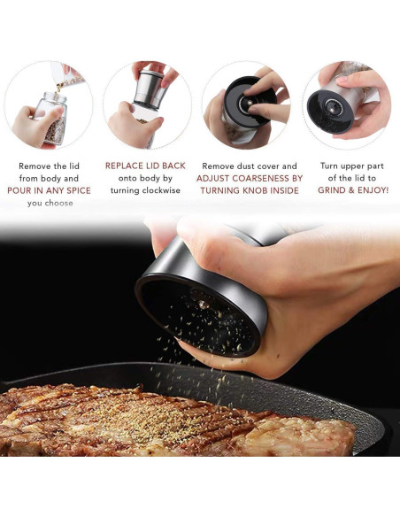 Juego de Molinillos de Sal y Pimienta LessMo - Acero Inoxidable y Vidrio