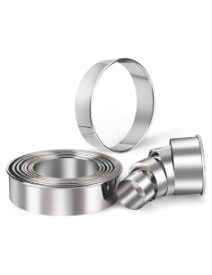 Juego de Cortadores de Galletas Redondos HULISEN - 11 Piezas Acero Inoxidable