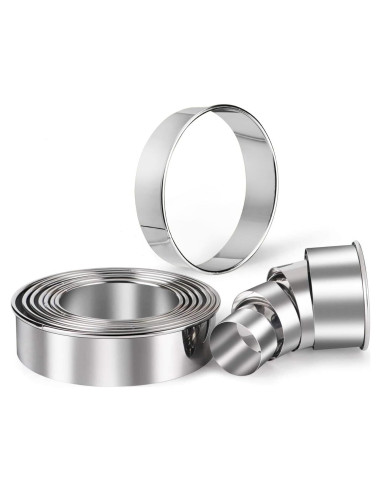 Juego de Cortadores de Galletas Redondos HULISEN - 11 Piezas Acero Inoxidable