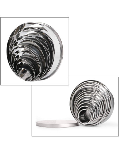 Juego de Cortadores de Galletas Redondos HULISEN - 11 Piezas Acero Inoxidable