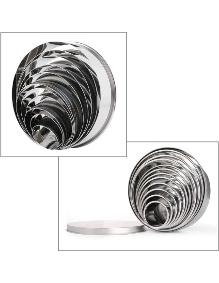 Juego de Cortadores de Galletas Redondos HULISEN - 11 Piezas Acero Inoxidable