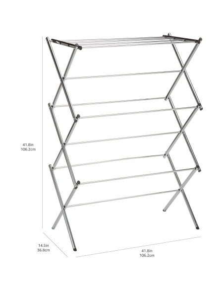 Estante Plegable para Secar Ropa Amazon Basics 106.2 cm Cromo