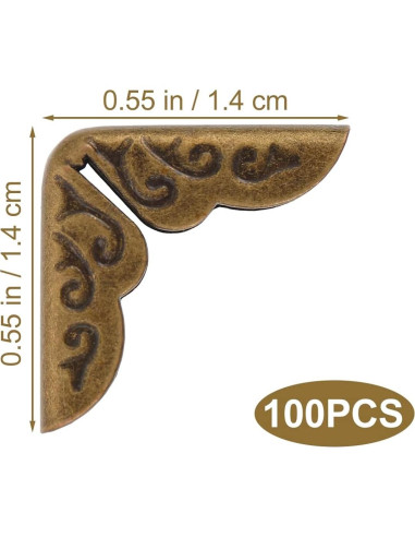 Protectores de Esquina Vintage EXCEART 100 Unidades Bronce