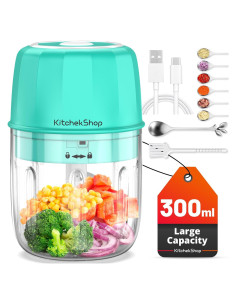 Procesador de Alimentos Mini KitchekShop 300ml Eléctrico Verde