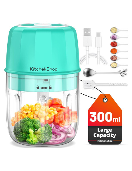 Procesador de Alimentos Mini KitchekShop 300ml Eléctrico Verde