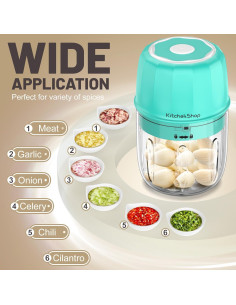 Procesador de Alimentos Mini KitchekShop 300ml Eléctrico Verde 2
