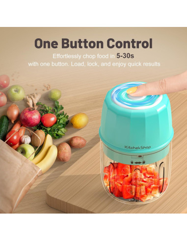 Procesador de Alimentos Mini KitchekShop 300ml Eléctrico Verde