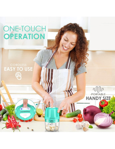 Procesador de Alimentos Mini KitchekShop 300ml Eléctrico Verde