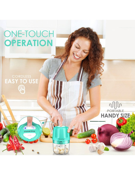 Procesador de Alimentos Mini KitchekShop 300ml Eléctrico Verde