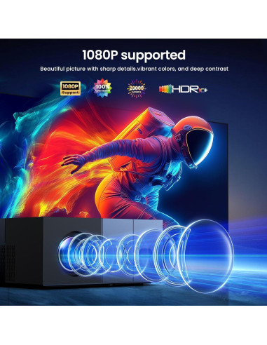 Proyector YOWHICK 20000LM Nativo 1080P WiFi 6 Bluetooth Gris
