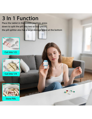 Cortador de Pastillas Veroral Azul con Almacenamiento Hermético