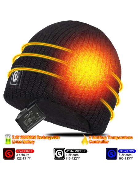 Gorro Térmico Calentado Sun Will Eléctrico Recargable Negro
