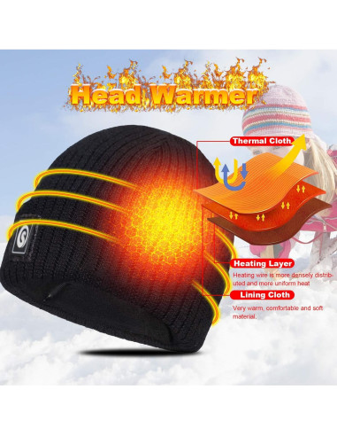 Gorro Térmico Calentado Sun Will Eléctrico Recargable Negro
