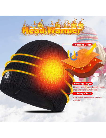 Gorro Térmico Calentado Sun Will Eléctrico Recargable Negro