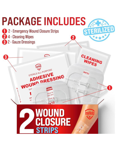 Tiras de Cierre de Heridas MyHelp - 2 Pack - Vendajes en Mariposa