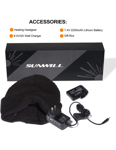 Gorro Térmico Calentado Sun Will Eléctrico Recargable Negro