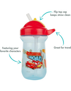 Vaso con Pajilla Disney Pixar Cars - 295 ml - Tapa Abatible 2