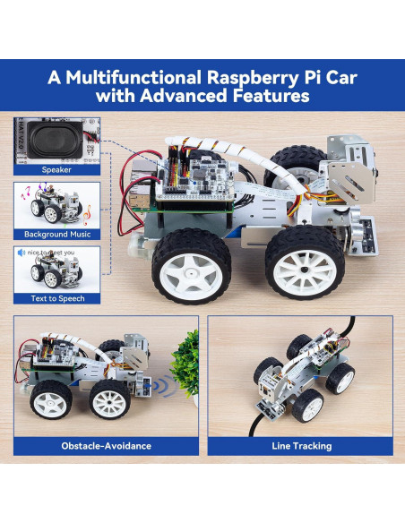 Kit Coche Robot AI PiCar-X SunFounder para Raspberry Pi 5/4/3B+