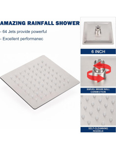 Cabezal de Ducha de Lluvia NearMoon 15.24 cm Acero Inoxidable 2
