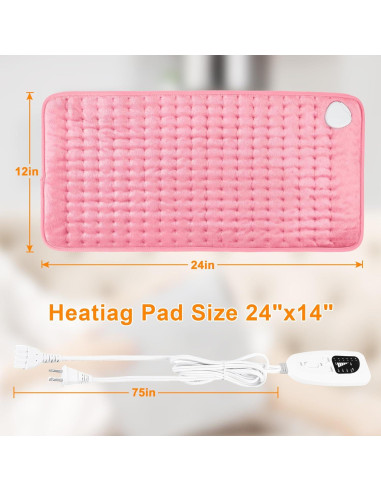 Almohadilla Calefactora Eléctrica Onkey 30x60 cm Rosa Bebé