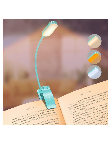 Luz de Libro Gritin Recargable LED 3 Temperaturas Azul