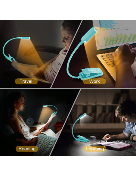 Luz de Libro Gritin Recargable LED 3 Temperaturas Azul
