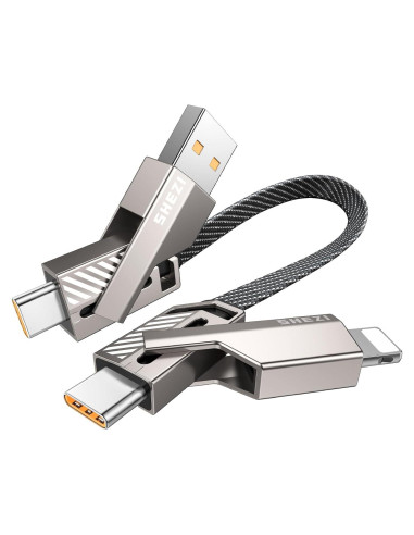 Cable Corto USB C 4-en-1 SHEZI 60W 0.18m Carga Rápida