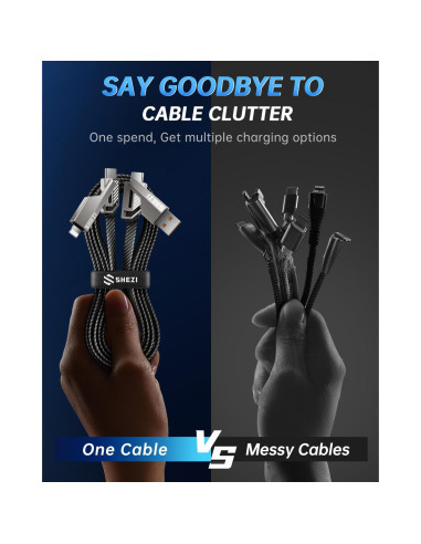 Cable Corto USB C 4-en-1 SHEZI 60W 0.18m Carga Rápida