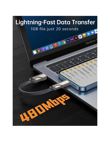 Cable Corto USB C 4-en-1 SHEZI 60W 0.18m Carga Rápida