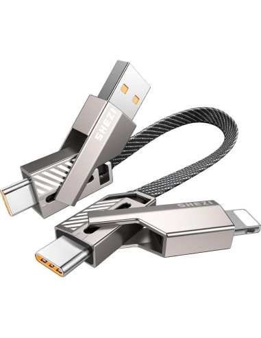 Cable Corto USB C 4-en-1 SHEZI 60W 0.18m Carga Rápida
