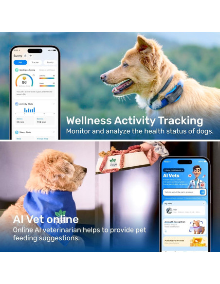 Rastreador GPS para Perros DBDD, Impermeable, AI, Negro