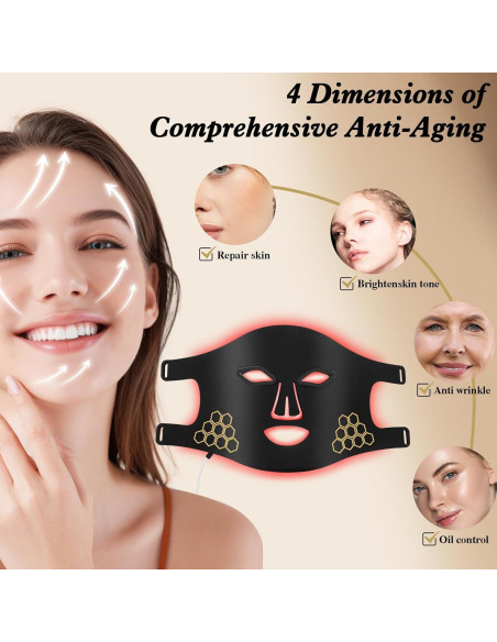 Máscara de Luz LED YOEYOU para Terapia Facial 4 Ondas 850nm