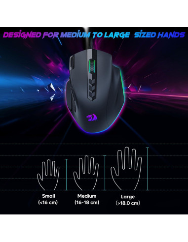 Ratón Gaming Redragon M614 Con Cable RGB 8000 DPI 11 Botones
