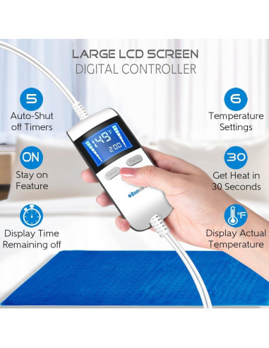 Almohadilla Térmica Extra Grande Boncare 43x83 cm 6 Niveles Calor