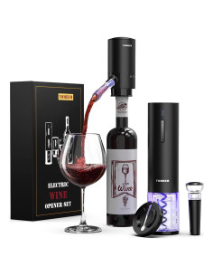 Juego de Vino Eléctrico TOMEEM 4 en 1 - Sacacorchos, Aireador y Tapones